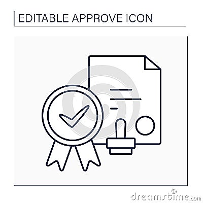 Notary approving line icon Vector Illustration