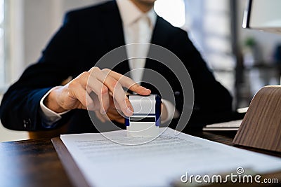 Notary Certificate Contract Paper Stamp Stock Photo