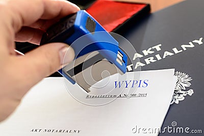 Notary gives stamp Stock Photo