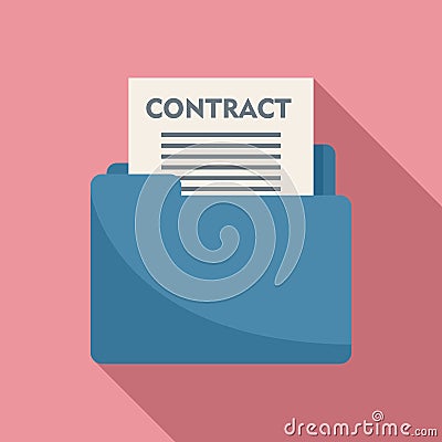 Notary mail contract icon, flat style Vector Illustration