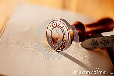 Notary public metal stamp Stock Photo