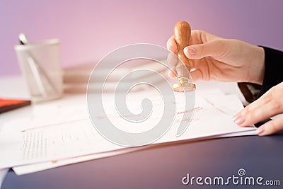 Notary Public notarizes the contract Stock Photo