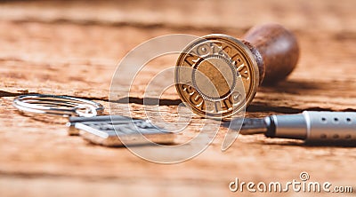 Notary public wax stamper Stock Photo