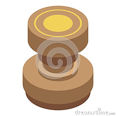 Notary wood seal icon, isometric style Vector Illustration