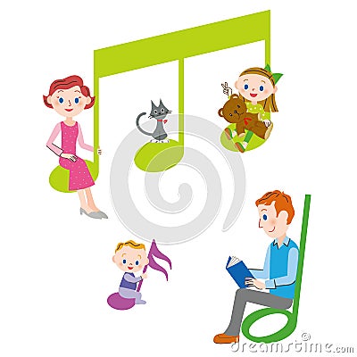Note family Vector Illustration