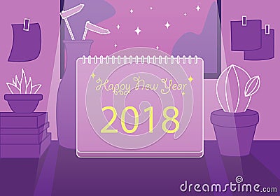 Note flat happy new year 2018 frame background Vector Illustration