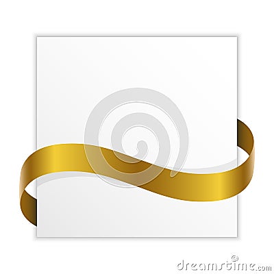 Note with golden ribbon for your text Vector Illustration