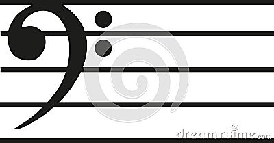 Note line with bass clef Vector Illustration