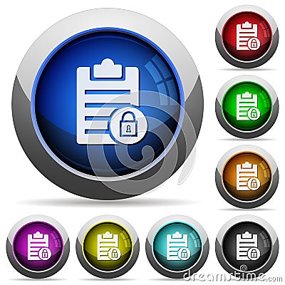 Note lock round glossy buttons Stock Photo