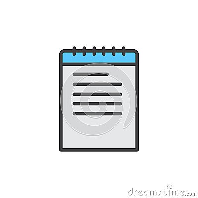 Note, notebook filled outline icon Vector Illustration