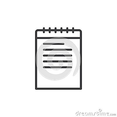 Note, notebook line icon, outline vector sign, linear style pictogram isolated on white. Vector Illustration