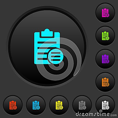 Note options dark push buttons with color icons Stock Photo