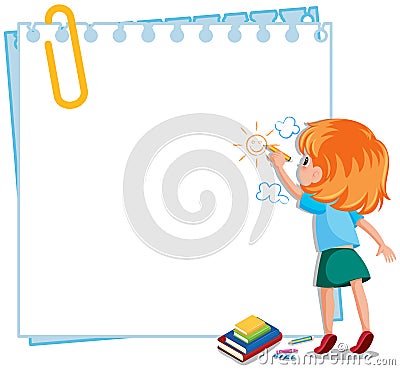 A note paper and girl Vector Illustration