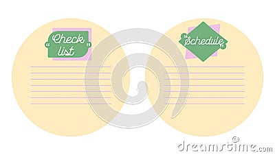 Note papers. Agenda and reminder diary page. Lined notepaper. Checklist and schedule. Empty to do list. Tasks memory Vector Illustration