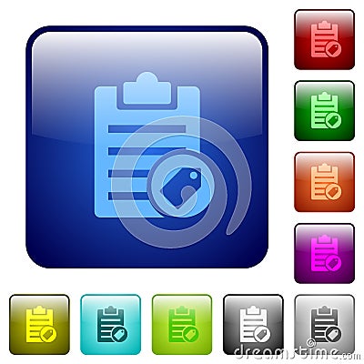 Note tagging color square buttons Stock Photo