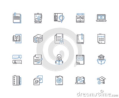 Note-taking-recording line icons collection. Scribble, Jot, Write, Note, Record, Transcribe, Document vector and linear Vector Illustration