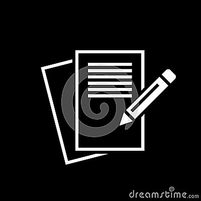 Note vector icon isolated on black background . Vector Illustration