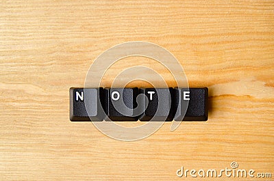 Note word Stock Photo