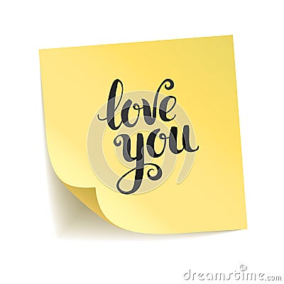 Note yellow sticker heart i love you. Stock Photo