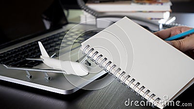 Notebook for business travel check list Stock Photo