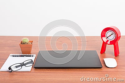 Notebook with close blank screen Stock Photo