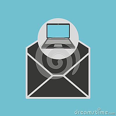 Notebook computer envelope email mail Vector Illustration