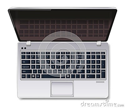 Notebook Computer laptop Vector realistic isolated on white. top view 3d illustration Vector Illustration