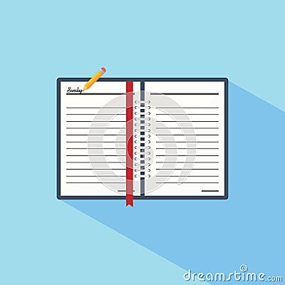 Notebook in a flat style icon Vector Illustration