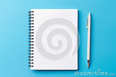 a notebook, a hand, and a pen set against a minimalist background. Stock Photo