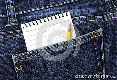 Notebook in jeans pocket Stock Photo