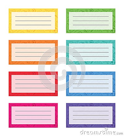 Notebook labels. Colorful vector design. Stock Photo