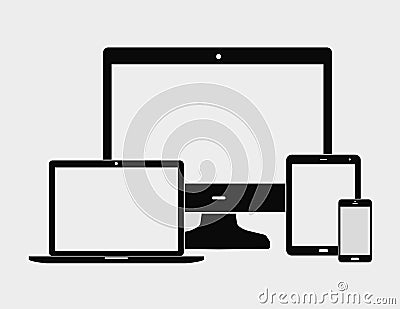 Notebook and monitor Vector Illustration