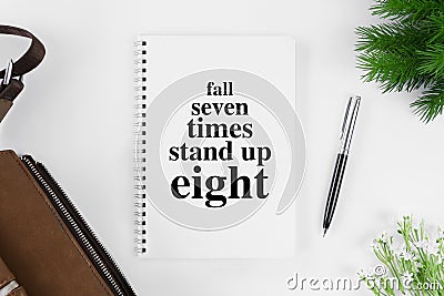 Notebook with motivational quote. Stock Photo