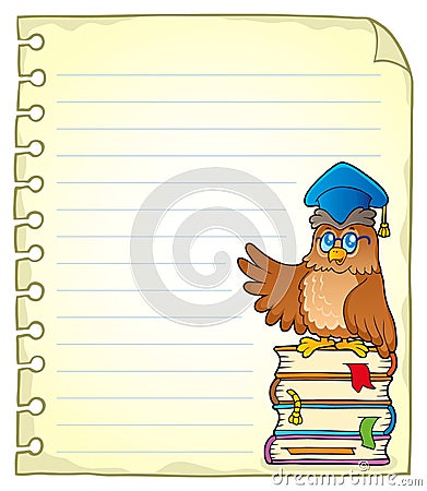 Notebook page with owl teacher 3 Vector Illustration