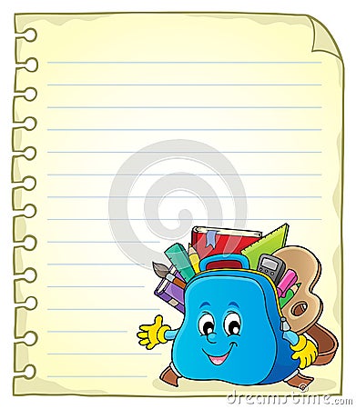 Notebook page with schoolbag 2 Vector Illustration