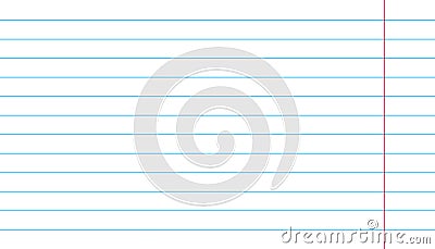 Notebook paper texture lined page template. Blank paper sheet with lines for memo, homework or exercises - vector Stock Photo