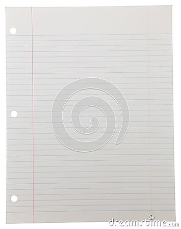 Notebook Paper on White Stock Photo