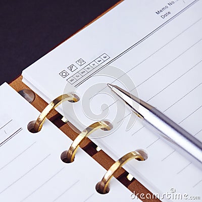 Notebook and pen Stock Photo