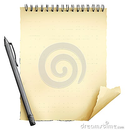 Notebook and pen. Blank spiral notebook with pen on white color background. Add your own text Stock Photo