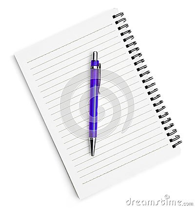 Notebook and pen isolated on white Stock Photo