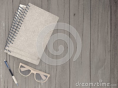 Notebook with pen and spectacles Stock Photo