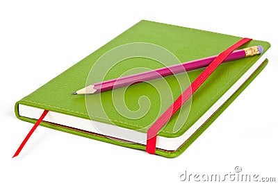 Notebook and pencil Stock Photo