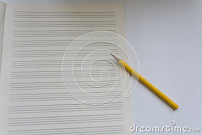 Notebook and pencil Stock Photo