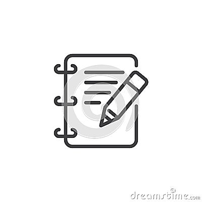 Notebook Pencil outline icon Vector Illustration