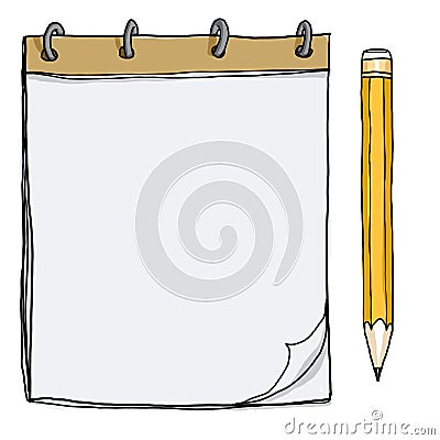 notebook with pencil painting cute illustration Cartoon Illustration