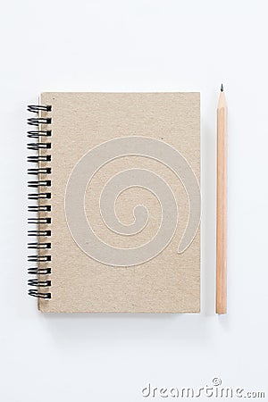 Notebook with pencil on white background Stock Photo