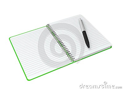 Notebook rings spiral pen notepad Stock Photo