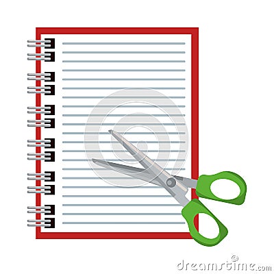 Notebook and scissors school supply isolated icon Vector Illustration