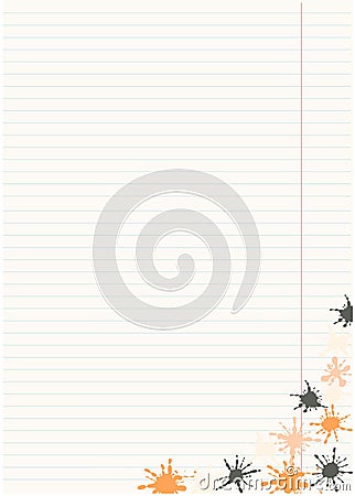 notebook sheet with blots Vector Illustration