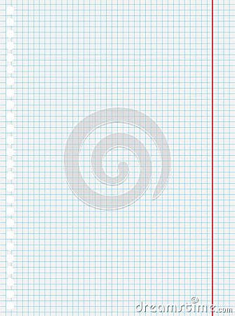 Graph grid notebook squared paper with copy space.White sheet of notebook in a cage. Object, note Vector Illustration